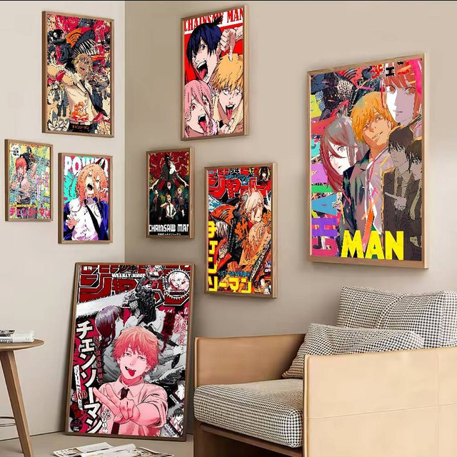 Chainsaw Man Anime Vintage Poster von Beast Kingdom als wasserfester Aufkleber aus Papier, Mehrfarbig, B: 15,0 cm, H: 15,0 cm - Bild 1