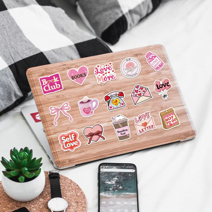 50 Stück Bookish Lover Vinyl-Aufkleber in Rosa und Multicolour mit Buchmotiv für Notizbücher, Wasserflaschen und Gepäck - Bild 3