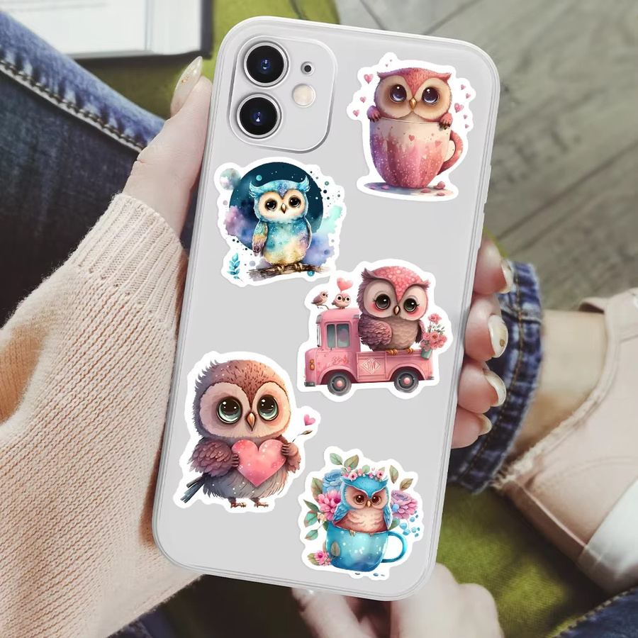 Kawaii ästhetische Eulen-Aufkleber, Aquarell-Tier, DIY-Spielzeug, multicolor, für Erwachsene - Bild 3