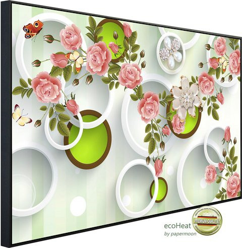 papermoon EcoHeat Infrarotheizung mit Blumenmuster in Bunt und Matt-Effekt mit App-Steuerung und Überhitzungsschutz - Bild 1