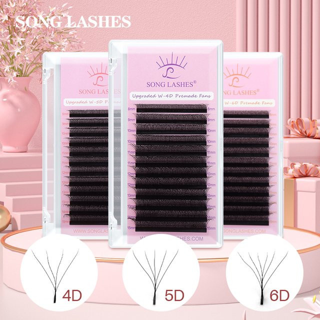 Songlashes W-förmige Wimpernverlängerungen, 4D/5D/6D, C/D-Locken, natürlich - Bild 1