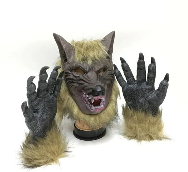 Das Biest Werwolf Kostüm, Maske, Handschuhe, Gummi, Set / Bundle - Bild 1
