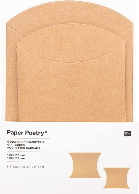 Rico Design Paper Poetry Geschenkschachteln Set aus Kraftpapier in Braun, 6 Stück - Bild 1
