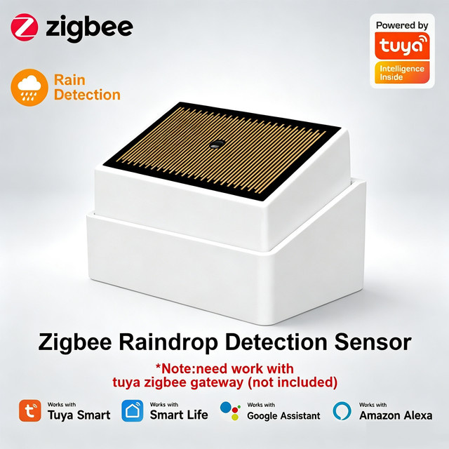 Tuya ZigBee Smart Wasserleckage- und Überschwemmungsmelder, kabelloser Regenerkennungssensor, IPX4 wasserdicht, Farbe: Weiß - Bild 1