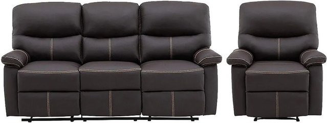 Couchgarnitur mit Sessel Canby in Braun aus Kunstleder - Bild 1