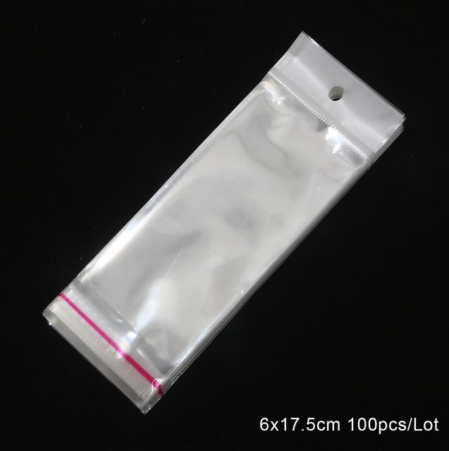 100 Stück transparente selbstklebende OPP-Aufbewahrungstaschen aus Kunststoff mit Aufhängeloch von Home Craftdiy, Breite: 11,6 cm, Höhe: 17,5 cm - Bild 1