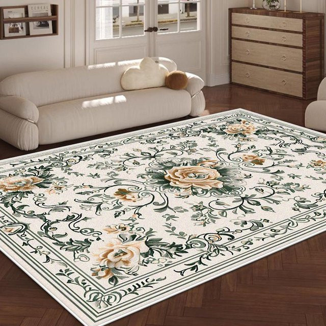 Karpetti Plüschteppich mit floralem Design, rutschfest und waschbar, Mehrfarbig, B/T: 140 x 200 cm und 200 x 300 cm - Bild 1
