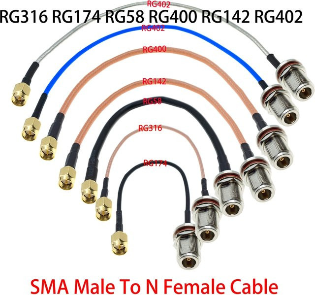 RFProMaker SMA Stecker auf SMA Buchse Koaxialkabel Pigtail Jumper Verlängerung für RG316 RG58 RG174 RG142 RG400 RG402 RG405 - Bild 1