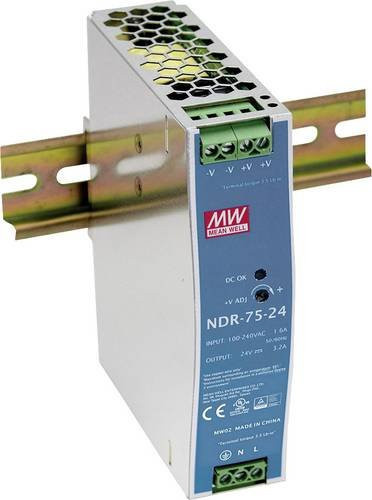 MEAN WELL NDR-75-12 Hutschienen-Netzteil 12 V/DC 6.3 A 75 W in Weiß - Bild 1