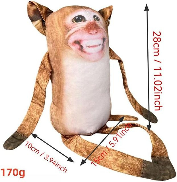 Yiran toy Kuschelaffe, Plüschtier, Schlafender Affe, Braun, 28cm - Bild 1