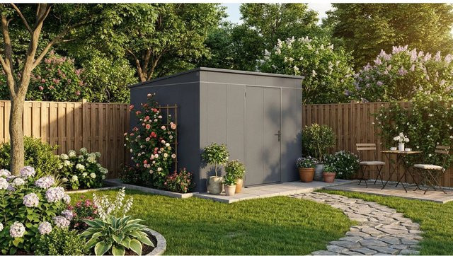 Weka Metall-Gerätehaus Gary in Anthrazit mit modernem Design, Breite: 292 cm, Tiefe: 298 cm - Bild 1