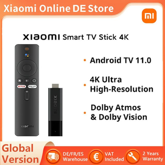 Xiaomi Mi TV Stick 4K Global Version Android TV 11 mit 2GB RAM und 8GB ROM in Schwarz - Bild 1