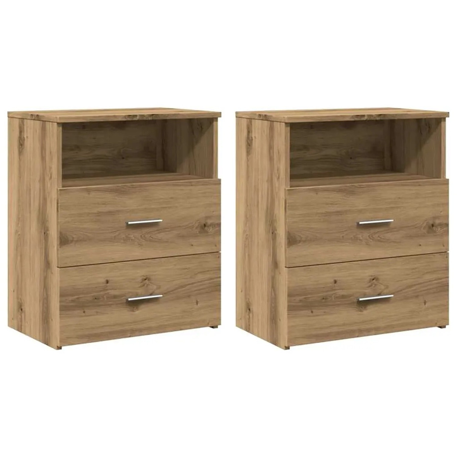 vidaXL Nachttische 2er Set in Artisan-Eiche, Farbe Braun, B/T/H: 50 x 32 x 60 cm - Bild 2