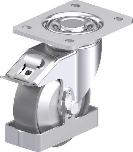 Blickle Stahlblech-Lenkrolle LH-PO 125G-3-FI-ELS-FA-FS in Silber, Rad-Durchmesser: 125 mm, Tragfähigkeit: 300 kg - Bild 1