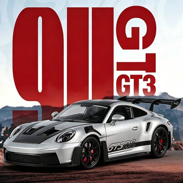 WELLY 911 GT3 RS Sportwagen, Modellauto, 1:24, Metall, Grau - Bild 1