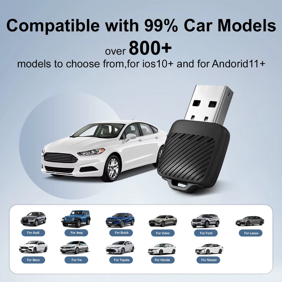 Ezonetronics Wireless CarPlay und Android Auto 2-in-1 Adapter in Schwarz für Mercedes Benz, Audi, VW, Volvo, Lexus, Jeep, Toyota, Honda und Buick - Bild 5