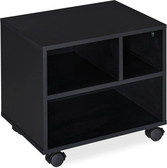 Relaxdays Rollcontainer aus Spanplatte und Kunststoff in Schwarz mit 3 Fächern, B/T/H: 35,5 x 40,0 x 30,0 cm - Bild 1