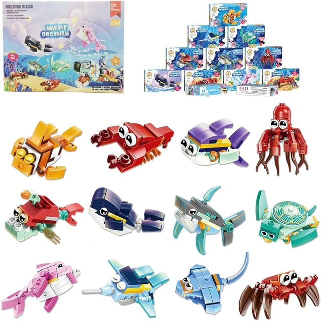 Yeahbo 12-in-1 Bausteinset Meeresorganismus, 12-teiliges Set, ab 6 Jahren - Bild 1