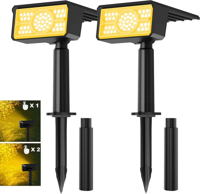 T-SUNRISE Solar Garten Wandleuchte mit 49 LEDs, IP65 wasserdicht, Schwarz, Rechteckig - Bild 1
