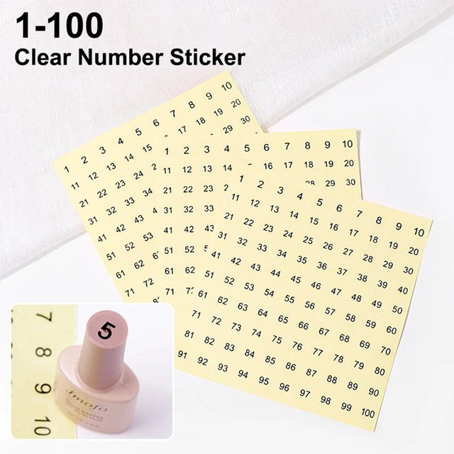 5 Stück runde Nummernaufkleber mit Seriennummern 1-100, transparenter Aufkleber mit schwarzem Text, wasserfest und selbstklebend für Flaschen, Tassen oder DIY-Projekte - Bild 1