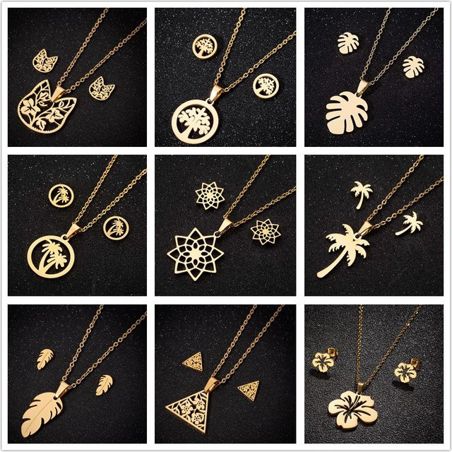 Bohemia Schmuckset Edelstahl, vergoldet, Damen, Ohrring und Halskette - Bild 1