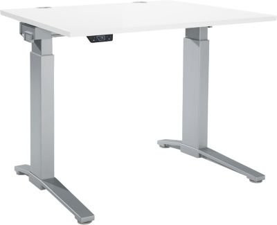 Schäfer Shop Genius ERGOSTYLE S Schreibtisch elektrisch höhenverstellbar, Rechteck, C-Fuß, Weiß/Weißaluminium, B: 120 cm, T: 80 cm, H: 71,5-118,2 cm - Bild 1