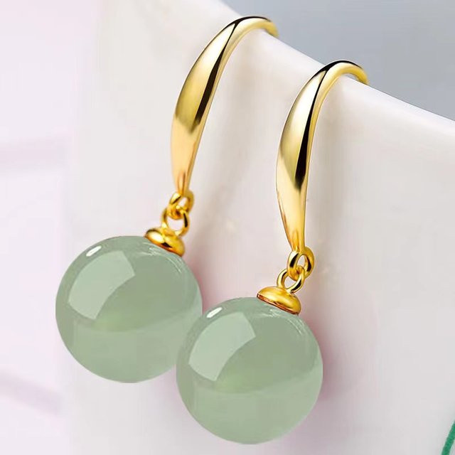 ALCADEN Ohrstecker, 925 Silber, Gold, Perle, Jade, Damen, Vintage - Bild 1