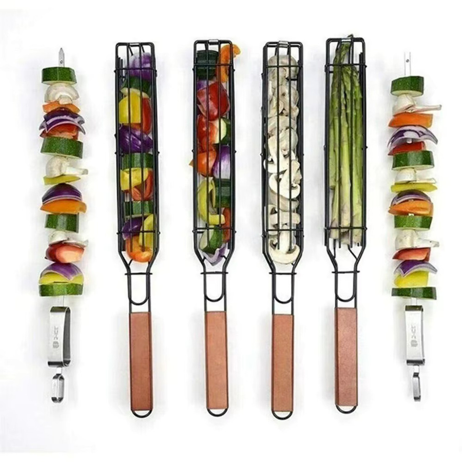 Tragbarer Antihaft-Grillkorb in Schwarz für Camping und Picknick - Bild 3