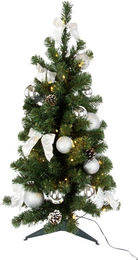 Geschmückter künstlicher Weihnachtsbaum von MODERNE HAUSFRAU mit LED-Beleuchtung in Grün, Rot, Gold und Silber - Bild 1