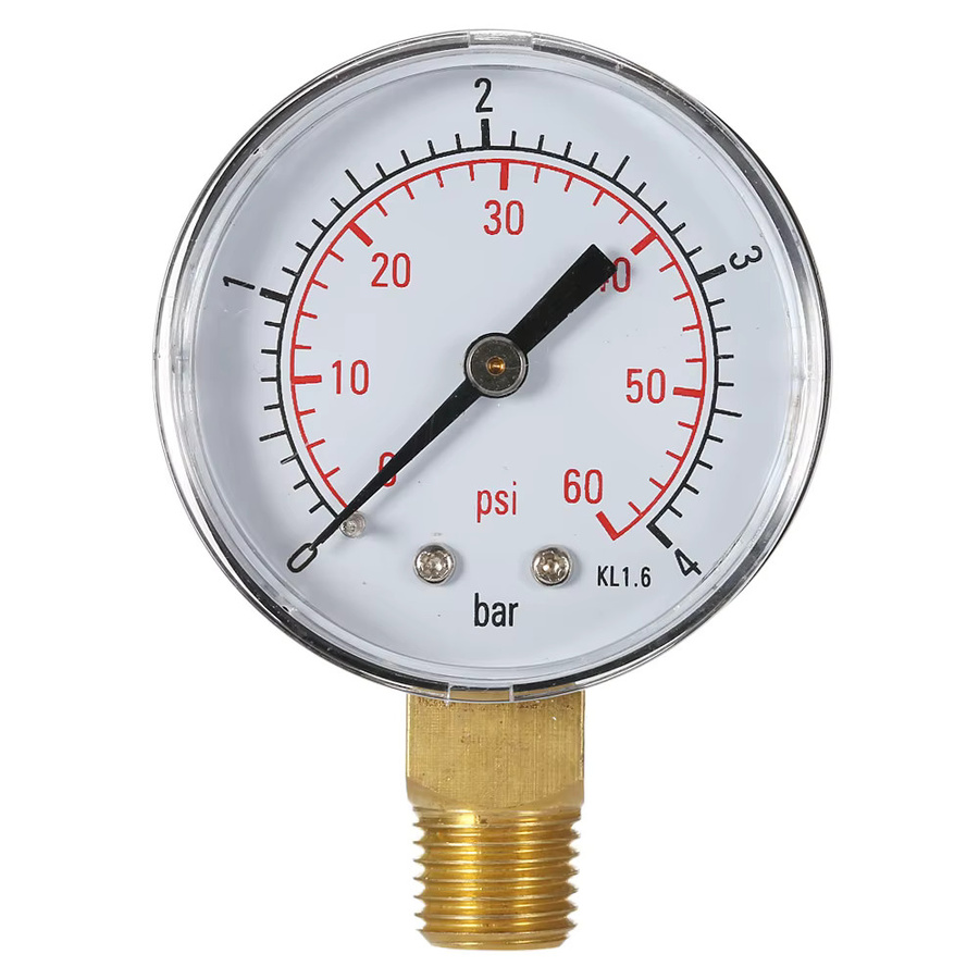 KKMOON Hydraulikmanometer für Poolfilter mit 1/4 Zoll NPT-Gewinde, Messbereich 0 bis 60 psi / 0 bis 4 bar, Zifferblatt Durchmesser 50 mm - Bild 2