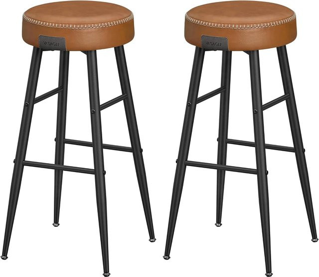 Vasagle Barhocker 2er-Set aus Kunstleder und Metall in Braun - Bild 1