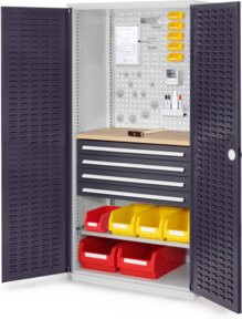 Kappes Schubladenschrank RasterPlan Mod. 26 mit Türen und Schlitzplatten, Grau - Bild 1