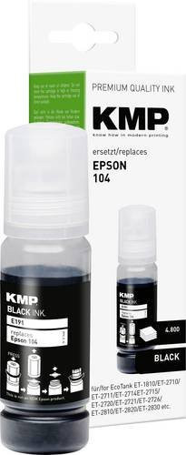 KMP Nachfülltinte Schwarz kompatibel mit Epson 104 und T00P1, 70 ml - Bild 1