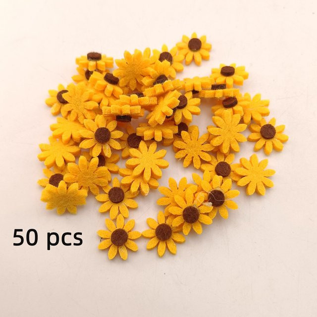Gelbe Stoff-Gänseblümchen-Applikationen mit fünf Blütenblättern für DIY-Schmuck und Haar-Accessoires, Durchmesser: 2 cm - Bild 1