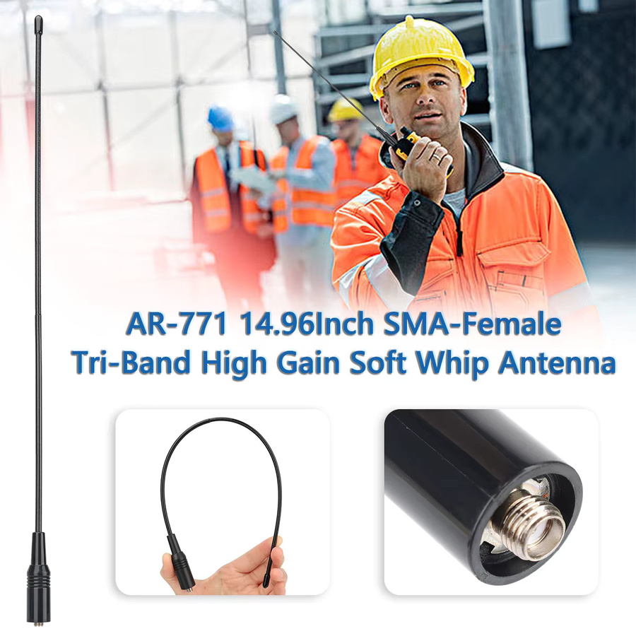 ABBREE Walkie Talkie Antenne SMA Weiblich Männlich VHF UHF Tri-Band GMRS für BaoFeng UV-5R BF-888S Quansheng UV-K5 K6 Ham Radio in Schwarz - Bild 4