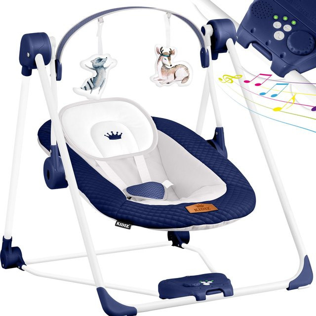 KIDIZ Babywippe Babyschaukel mit 5 Geschwindigkeiten, Spielbogen mit Spielzeug und 5 Naturgeräuschen, zusammenklappbar - Bild 1