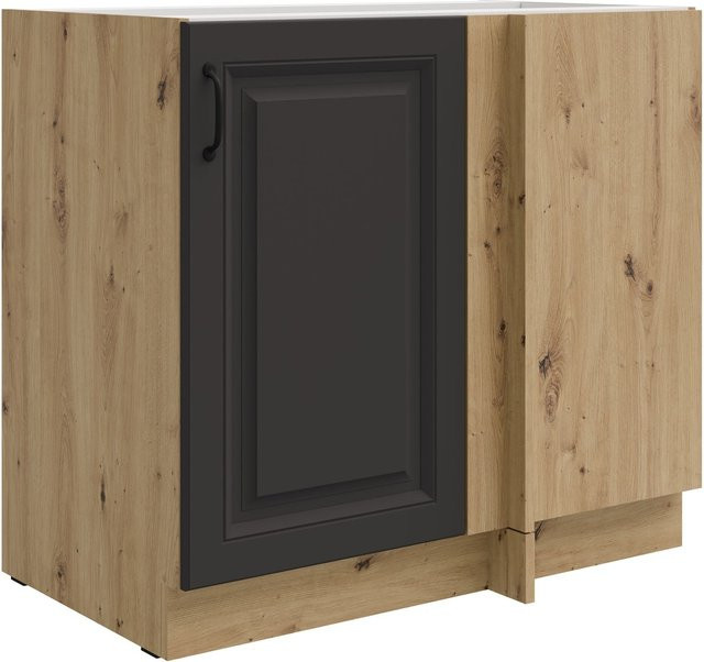 Eckunterschrank Stilo in Grau und Eiche mit einer Breite von 105 cm - Bild 1