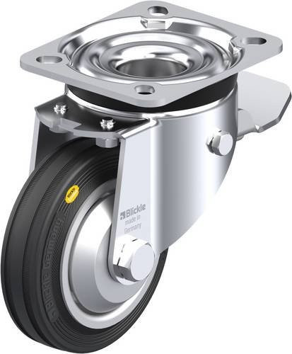 Blickle Lenkrolle mit Feststeller 311191 LK-RD 100R-1-ST-FA, Rad-Durchmesser: 100 mm, Tragfähigkeit: 100 kg, Stahl, galvanisiert, Schwarz/Silber - Bild 1