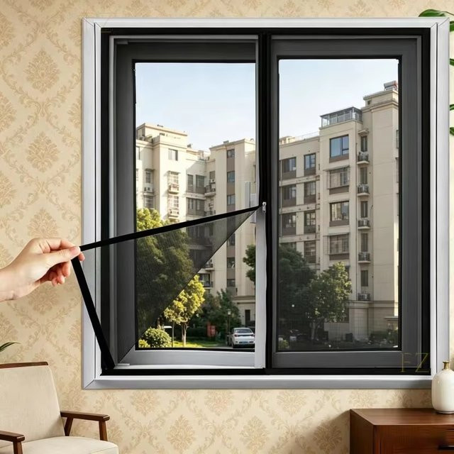 MOJY Fenster-Moskitonetz mit Reißverschluss aus Fiberglas in Schwarz oder Weiß für maßgefertigte Größen gegen Mücken und Fliegen - Bild 1