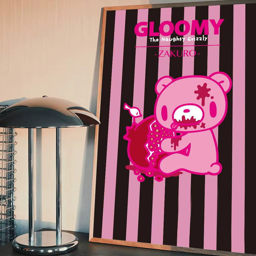 Vintage-Poster C-Cartoon G-Gloomy Bear Wandaufkleber in Weiß und Pink - Bild 6