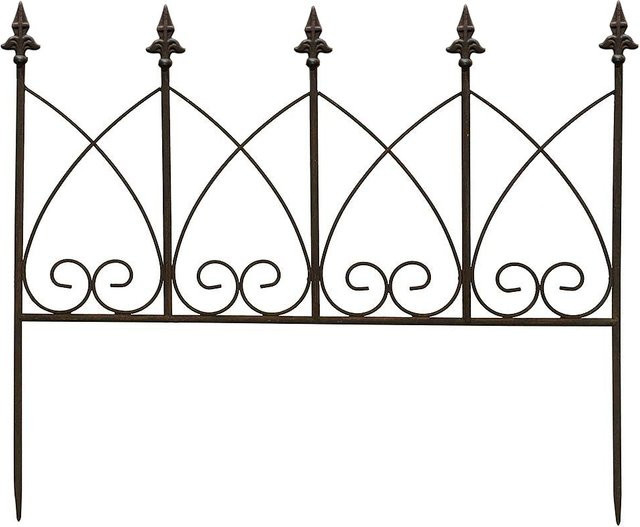 Beetzaun Metall zum Stecken in Antik-Stil, Beeteinfassung und Beetumrandung, Braun, Höhe: 62 cm - Bild 1
