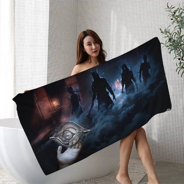 JMG Household Supplies D-Dead By Game Daylight Mikrofaser-Strandtuch aus Baumwolle und Polyester, Schwarz, schnelltrocknend und super saugfähig - Bild 1