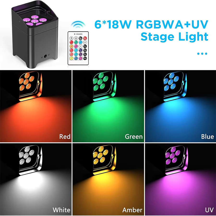 GOTSTAGE 4er-Set 6x18W RGBAW+UV LED Par-Scheinwerfer in Schwarz mit DMX-Fernbedienung und WLAN-Steuerung für DJ, Bar und Party - Bild 4