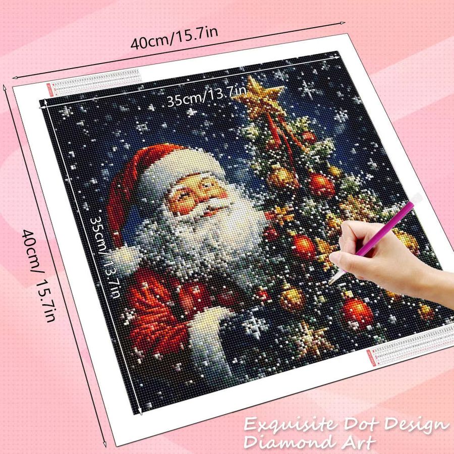 HUACAN Diamant-Malerei Weihnachtsmann Cartoon Motiv mit vollen runden Bohrern als Diamant-Mosaik zur Heimdekoration - Bild 2