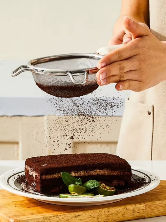 COOKER KING Feinmaschiges Sieb aus Edelstahl in Silber und Grün, rundes Siebnetz für Sojamilch, Mehl und Säfte - Bild 2