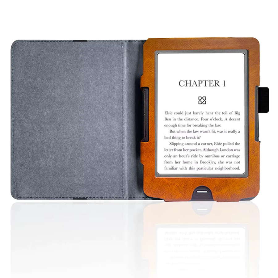 Lederne Schutzhülle für InkBOOK Calypso Plus, Prime und Classic 2 eReader Book Cover in Braun - Bild 5