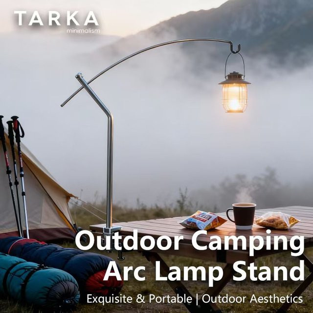 TARKA Camping-Licht-Aufhänger aus Metall in Silber mit warmweißem Licht, verstellbarer Laternenhalter für deine Beleuchtung - Bild 1