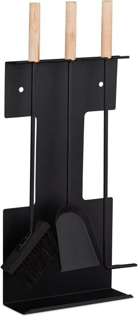 Relaxdays Kaminbesteck aus Stahl in Schwarz, 4-teilig, B/T/H: 66 x 28 x 11 cm - Bild 1