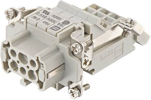 HARTING Stifteinsatz 6 Käfigzugfederanschluss, Farbe: Grau, Material: Kunststoff, Artikelnummer: 09330064729 - Bild 1
