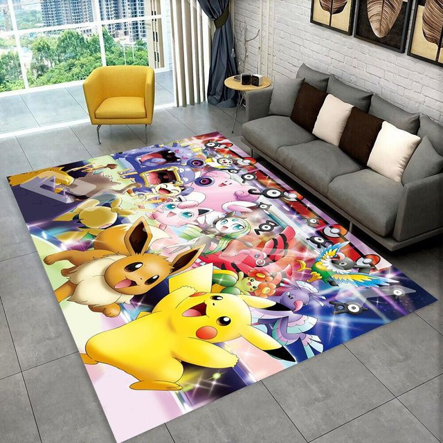 Pikachu Pokemon Cartoon Teppich Rutschfeste Fußmatte für Wohnzimmer und Schlafzimmer B/B: 60 x 40 cm - Bild 1